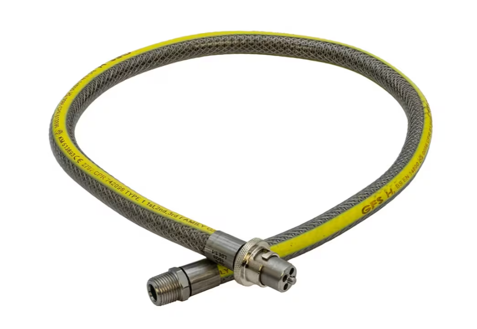 1 Metre Straight Bayonet Swivel Head Gas Cooker Hose GFS 1/2" x 1000mm