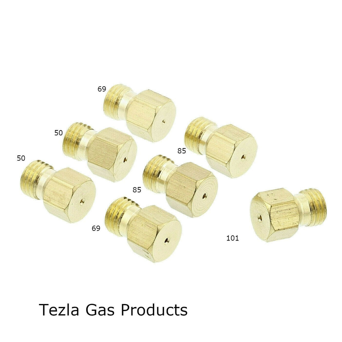 SET OF 7 x UNIVERSAL GAS JETS FOR LPG PROPANE GAS BURNERS - THREAD