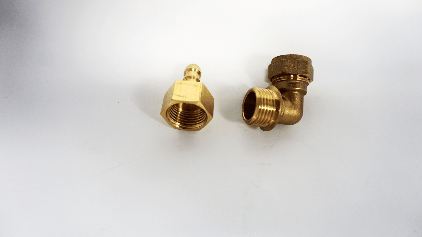 15mm Compression Elbow to 1/2" INCH BSP FEMALE 8mm FULHAM NOZZLE GAS HOSE