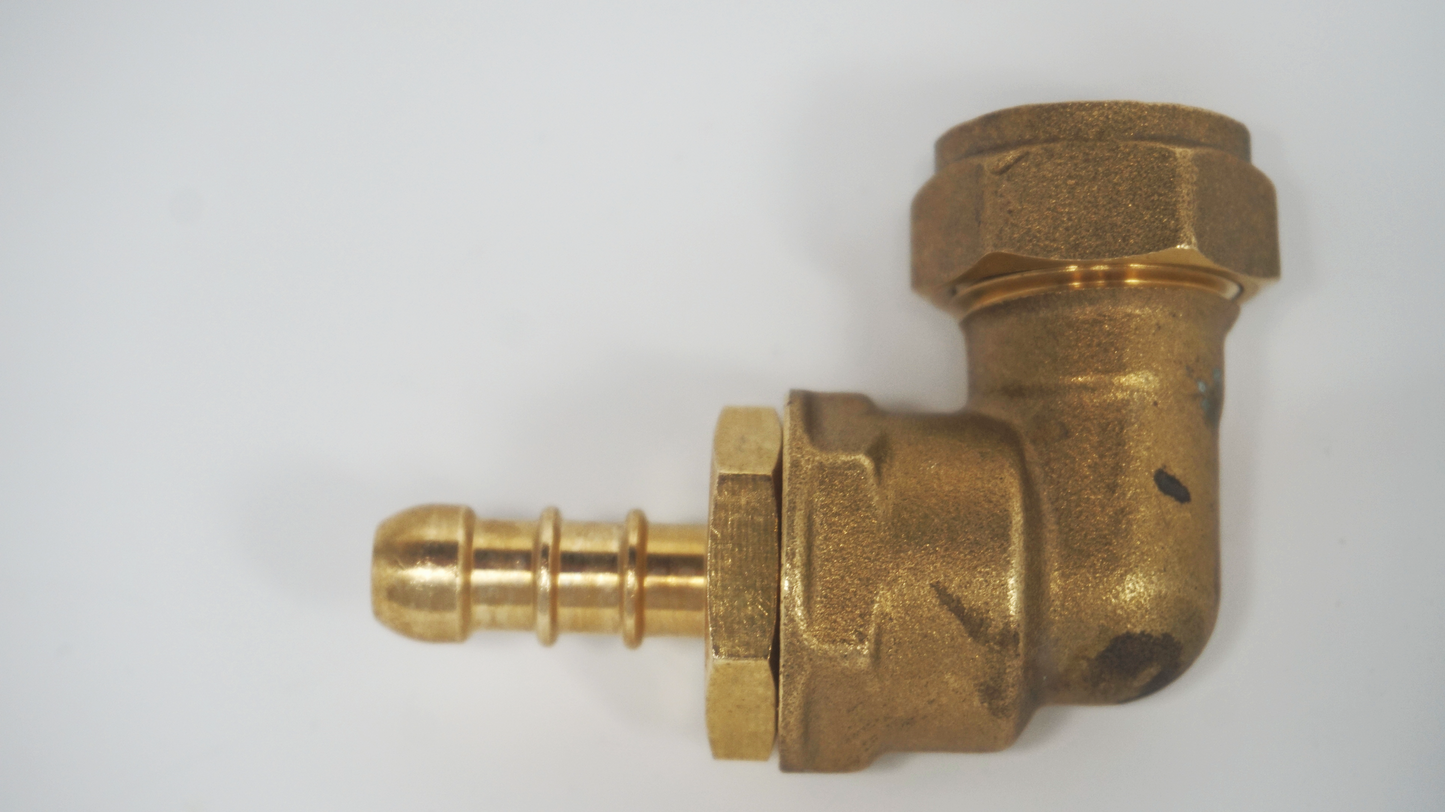 15mm Compression Elbow to 1/2" INCH BSP MALE 8mm FULHAM NOZZLE GAS HOSE