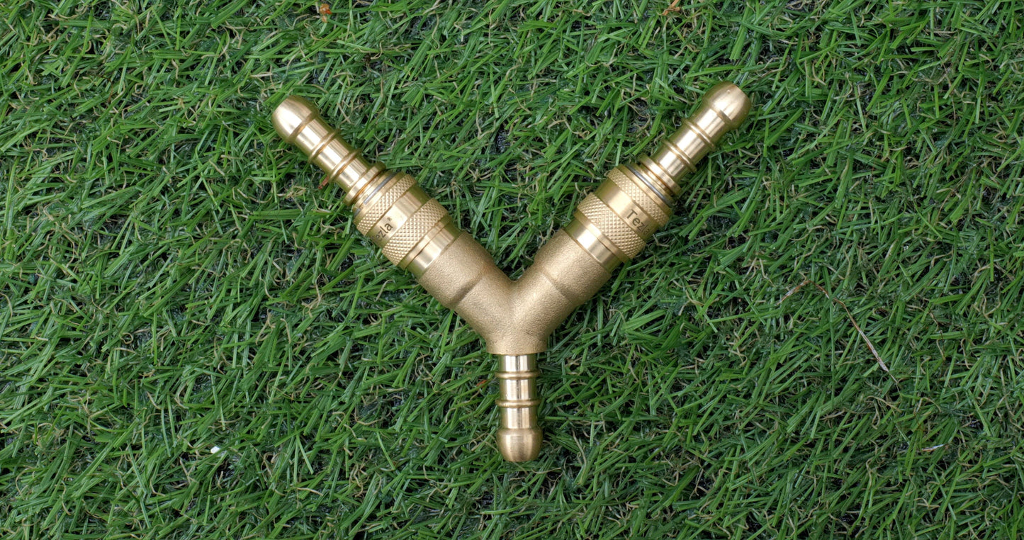 3 Way Quick Release Gas Hose Splitter Coupling for 8mm Propane/Butane Hose + 6 Clips