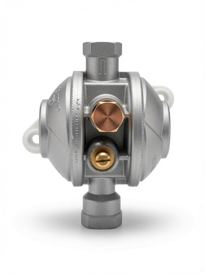 Cavagna 37mbar Single Cylinder OPSO Regulator Kit with 1/4" POL Pigtail & Test Point - 4kg/hr
