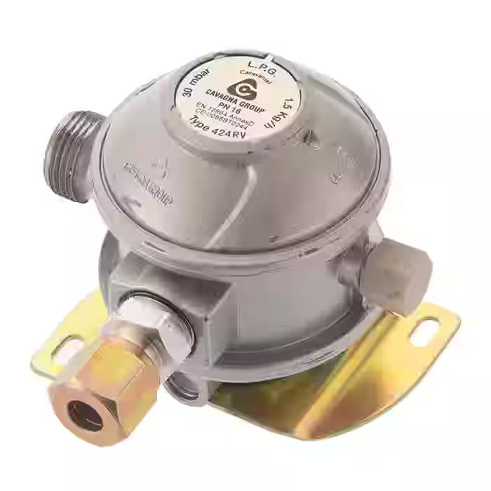 Cavagna 30mbar Caravan & Motorhome Gas Regulator 8mm - Angled