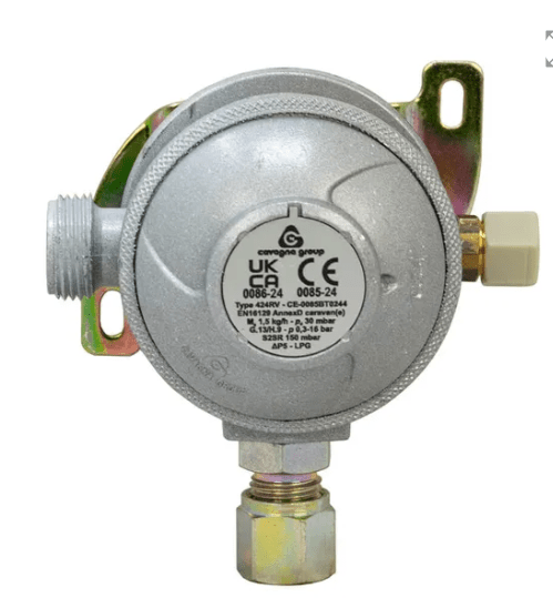 Cavagna 30mbar Caravan & Motorhome Gas Regulator 10mm - Angled