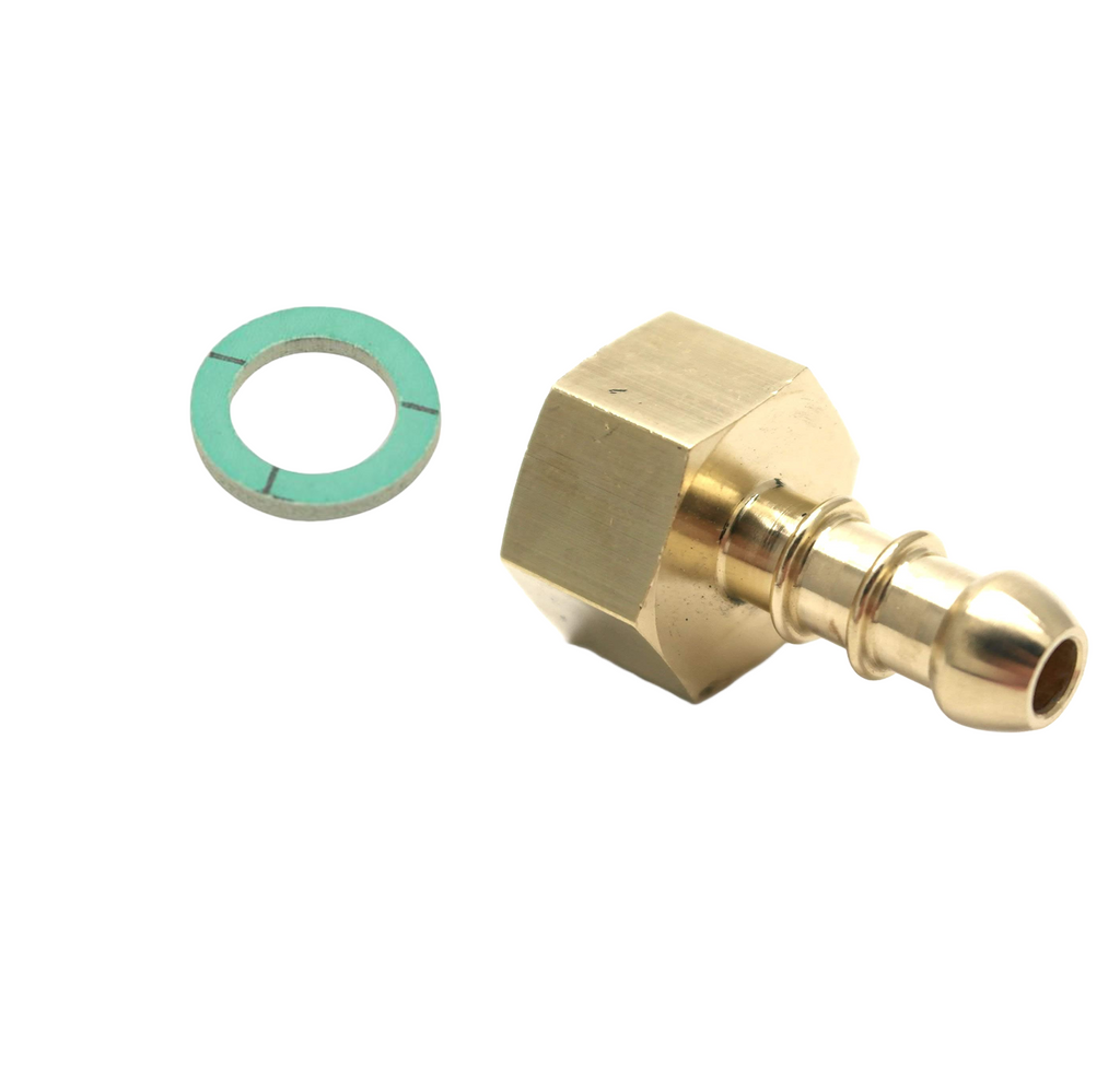 CONECTOR HEMBRA BSP DE 1/2" A BOQUILLA GLP FULHAM A MANGUERA I/D DE 8mm CON ARANDELA