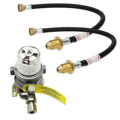 AUTOMATIC CHANGEOVER VALVE 30mb OUTPUT 8mm REGULATOR WITH 2 PROPANE HOSES