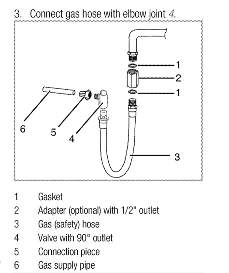 Leisure Gas Cooker Installation Kit Inc Bayonet Hose, Inlet 