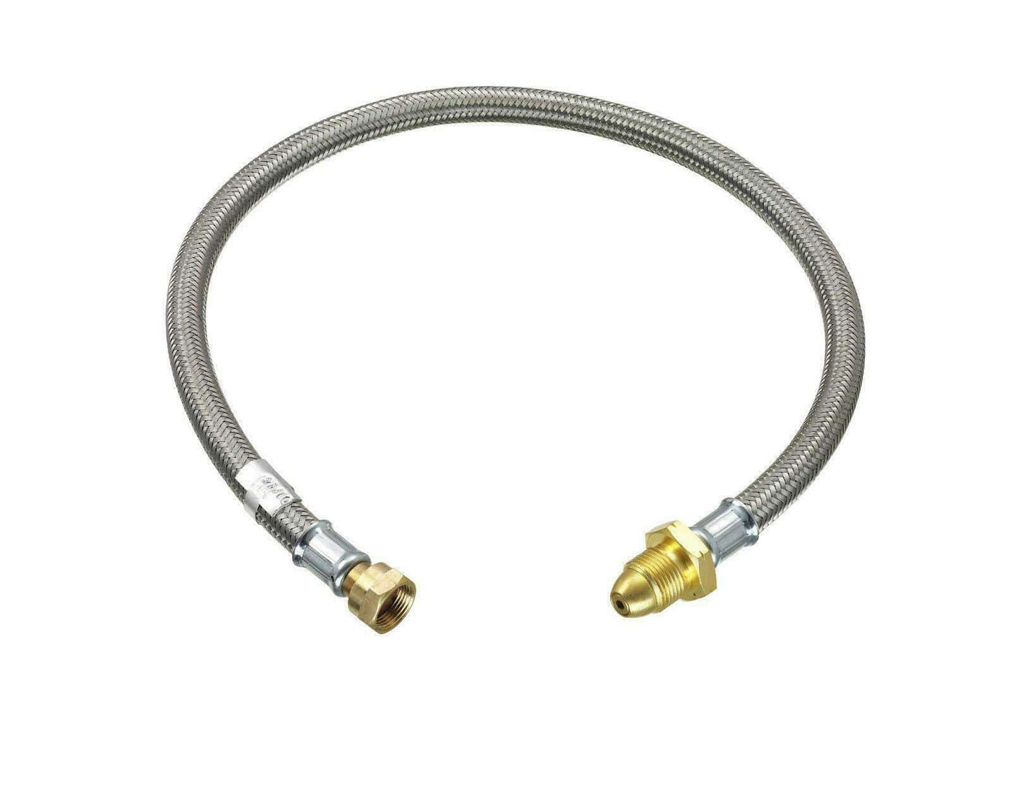Galvanised, braided POL pigtail gas hose, used for POL connections for gas bottles and gas regulators, example, propane and butane.