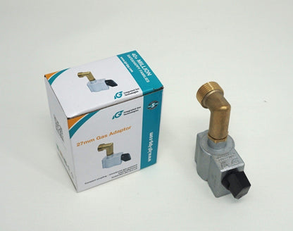 Adaptador de gas con clip de 27 mm a entrada lateral de salida macho Pigtail 109 de butano
