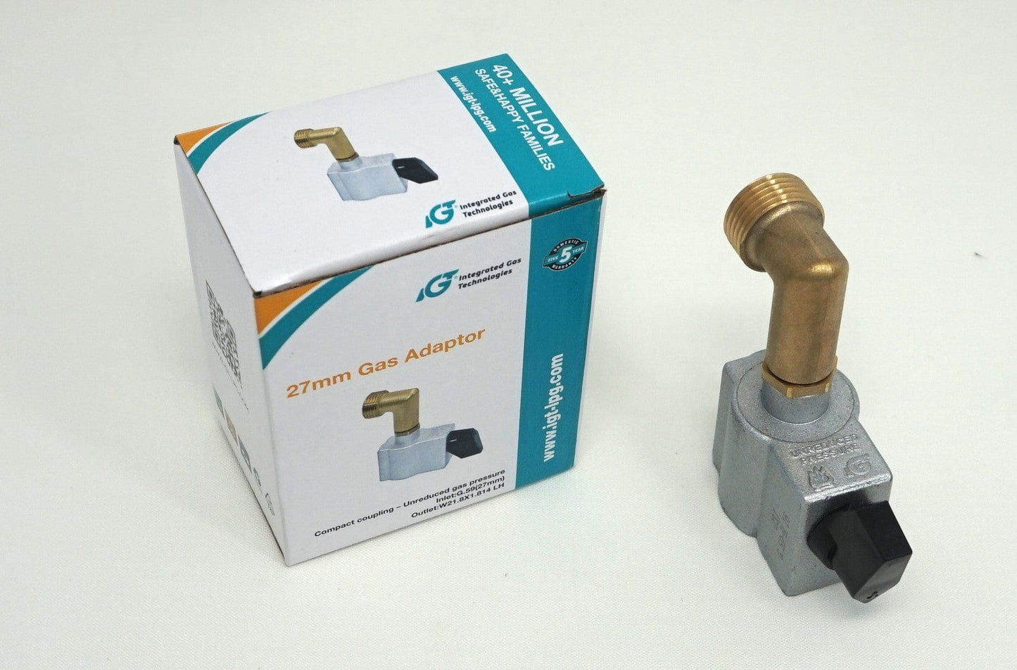 Adaptador de gas con clip de 27 mm a entrada lateral de salida macho Pigtail 109 de butano