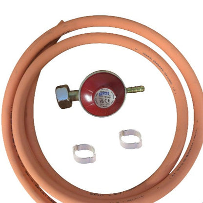 37mbar Propane Screw-On Regulator Kit – Hose & Clips F-Valve Irish Nut