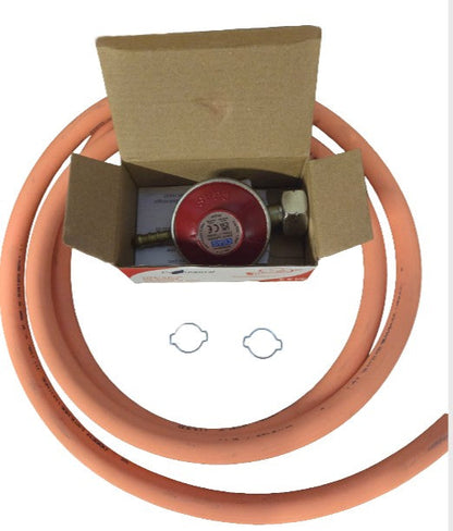 37mbar Propane Screw-On Regulator Kit – Hose & Clips F-Valve Irish Nut