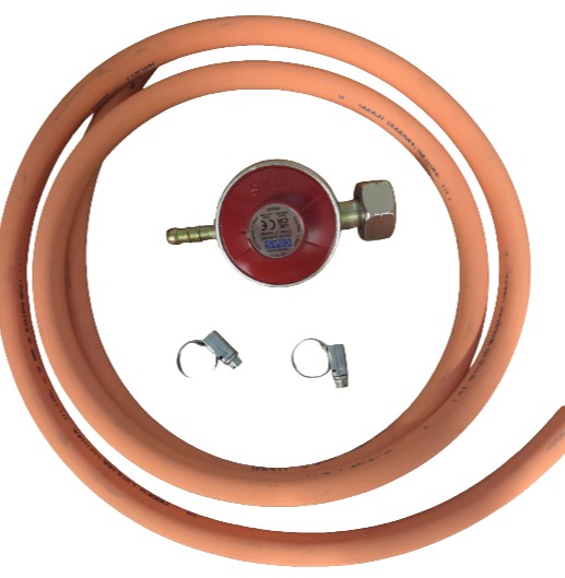 37mbar Propane Screw-On Regulator Kit – Hose & Clips F-Valve Irish Nut