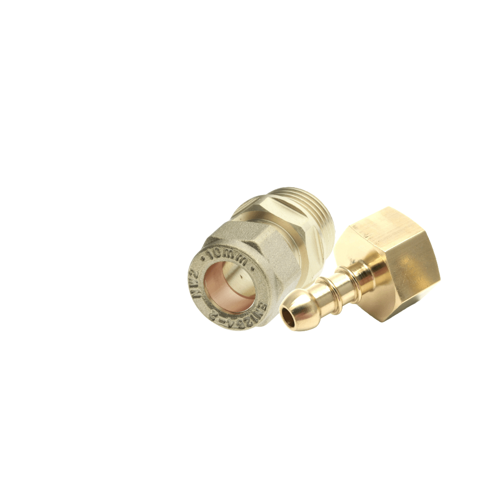 Compresión de 10 mm a 3/8" BSP HEMBRA MANGUERA DE GAS CON BOQUILLA FULHAM DE 8 mm