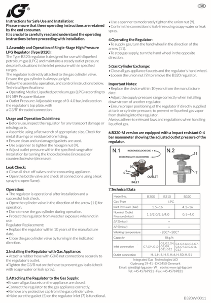 Propane Regulator With Gauge 0.5 - 4 Bar Adjustable POL High Pressure