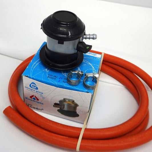 Régulateur de gaz butane à clipser Jumbo 35 mm avec capuchon anti-pluie Tuyau de 2 mètres 8 mm