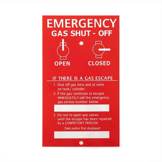 Gas Emergency Control Valve Label Plaque