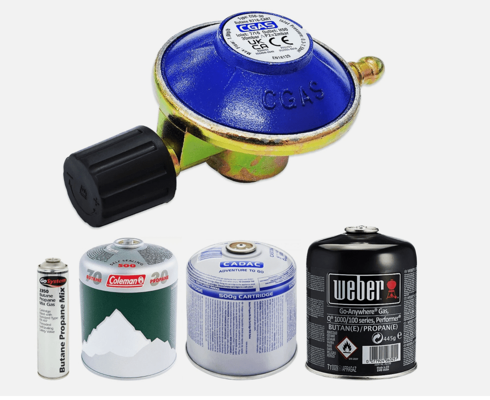 R716-CART BUTANE GAS REGULATOR FOR 7/16 CANISTER SCREW ON TYPE WEBER CARTRIDGE