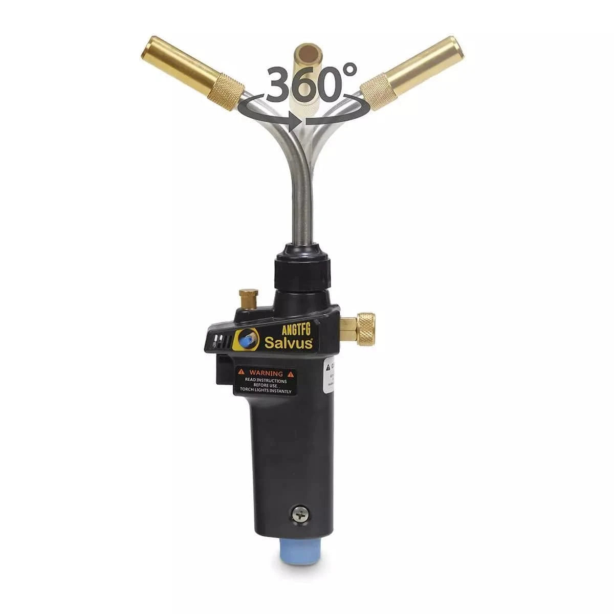 High-performance Salvus Turbo Torch handle featuring adjustable flame, piezo ignition, and 360˚ swivel tip for professional use.