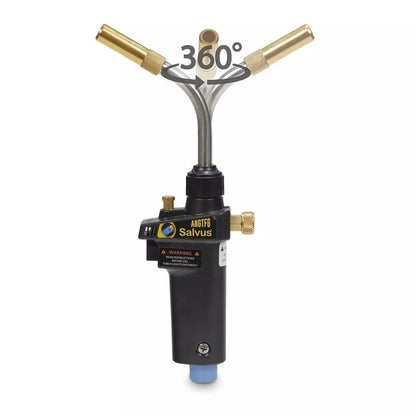 High-performance Salvus Turbo Torch handle featuring adjustable flame, piezo ignition, and 360˚ swivel tip for professional use.