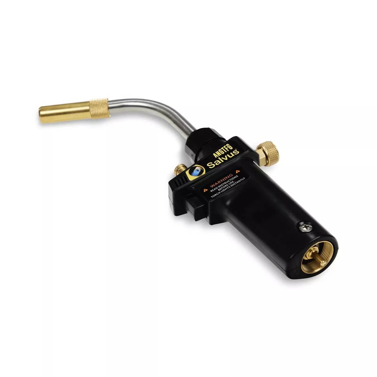 Salvus Turbo Torch blowtorch handle with ergonomic grip and piezo ignition, designed for tasks like searing meats and releasing seized bolts.