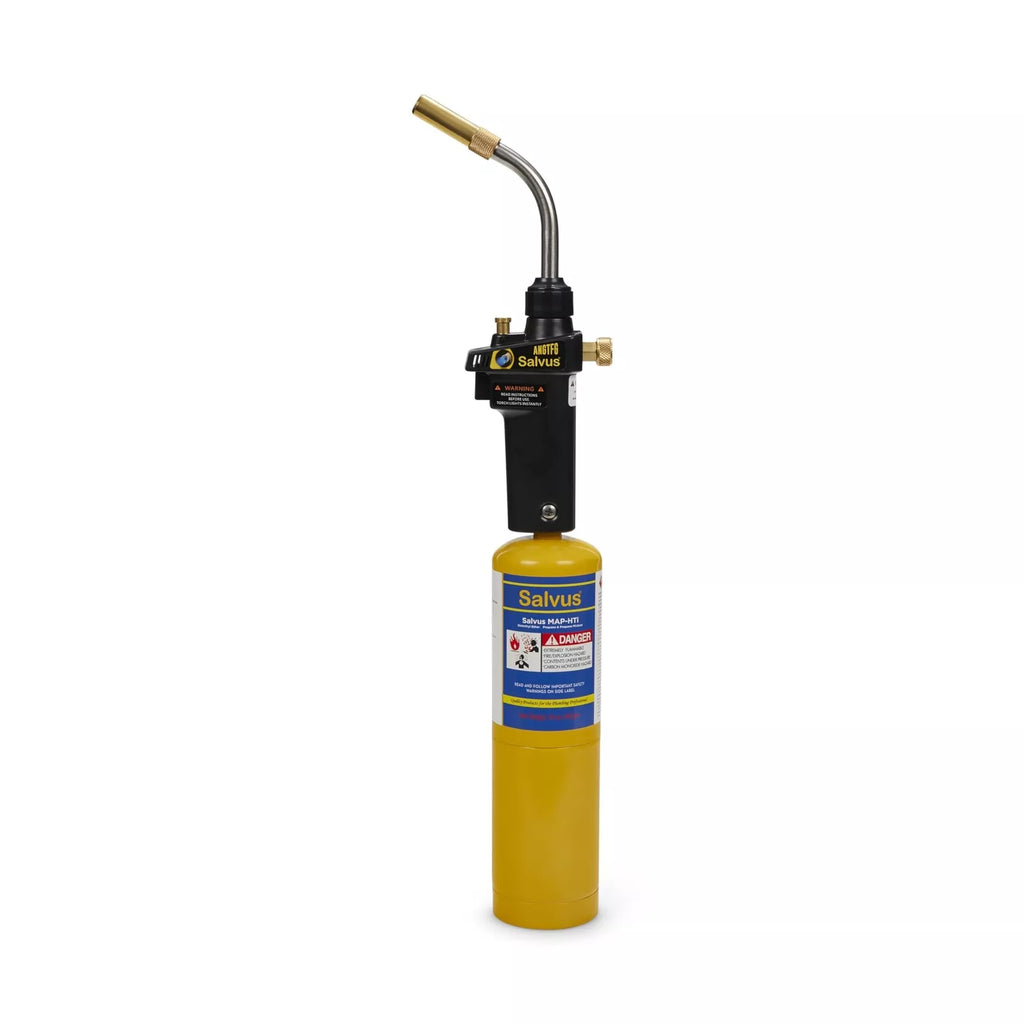 Side view of the Salvus MAPP Gas 400g canister, highlighting the easy-to-handle shape and size.