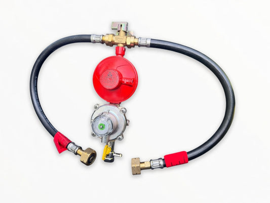 OPSO Twin Manual Propane Regulator Kit With F-Valve Pigtails(Butane Nut) ROI