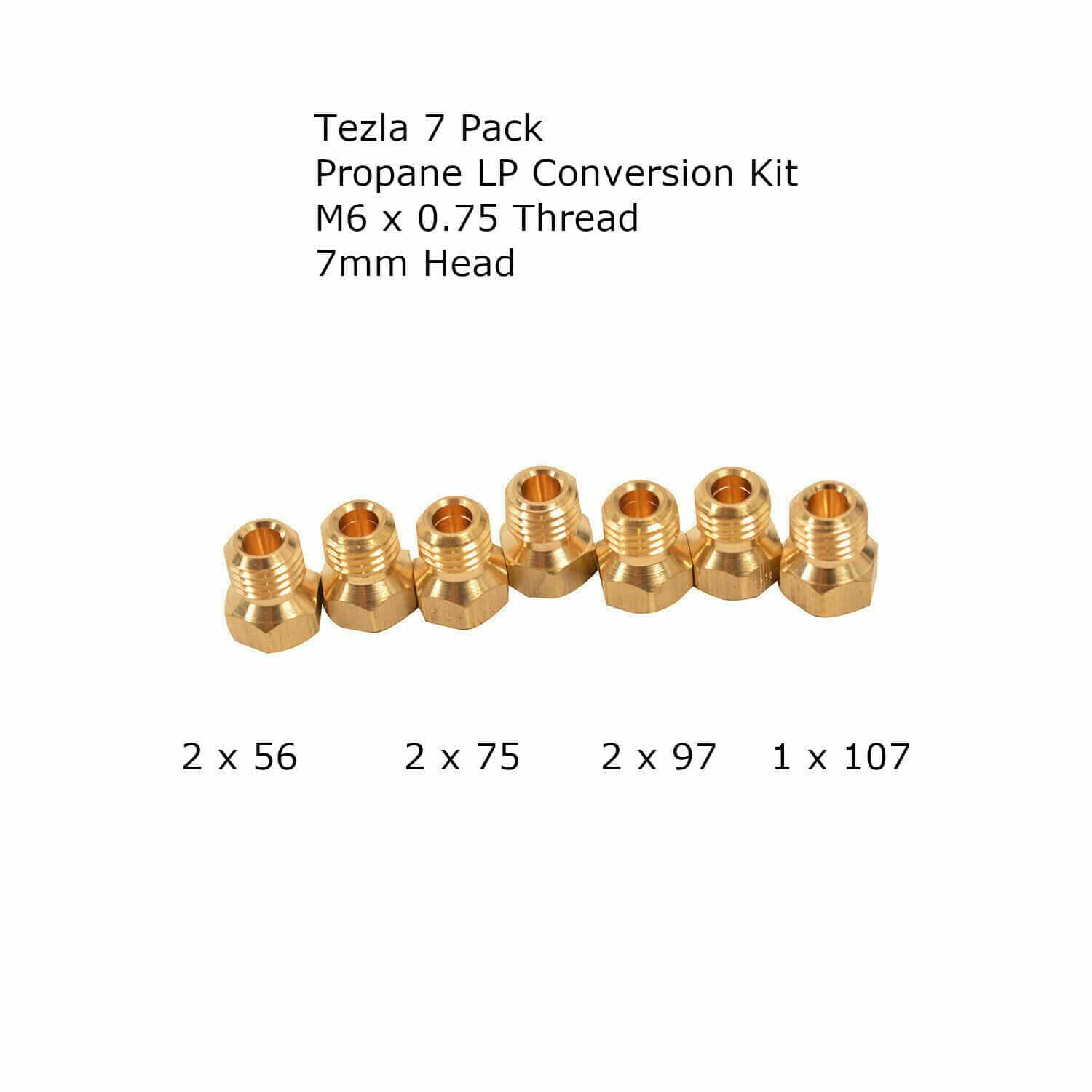 Propane LP Conversion Kit 7 Nozzles M6 x 0.75 Thread 7mm Head