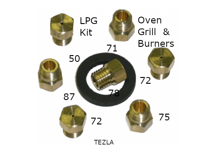 LPG Conversion Kit For Gas Cooker Inc Ovens, Grill and 4 Burners