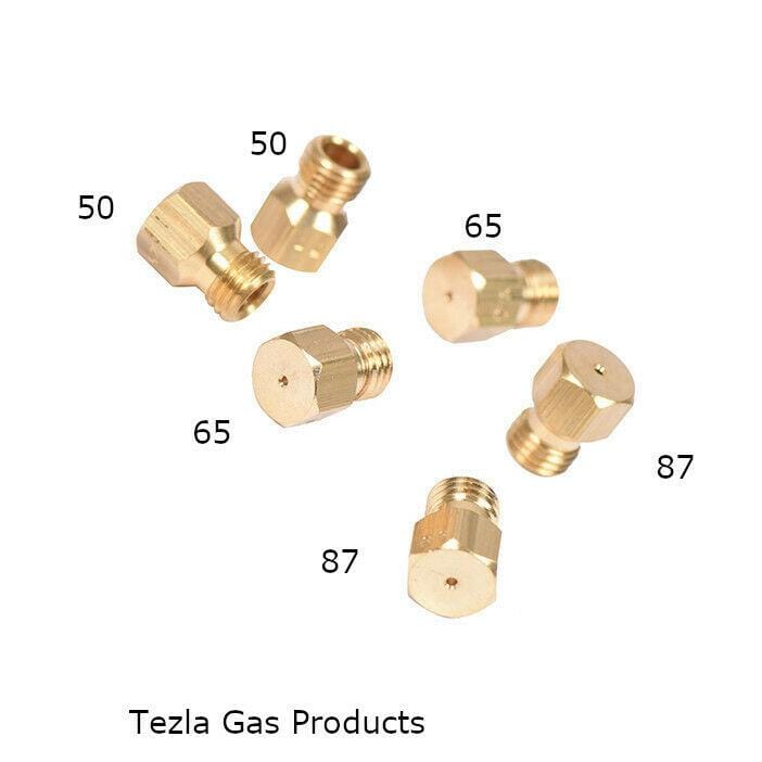 SET OF 6 x UNIVERSAL JET INJECTORS FOR  LPG GAS BURNERS - THREAD M6 x 0.75