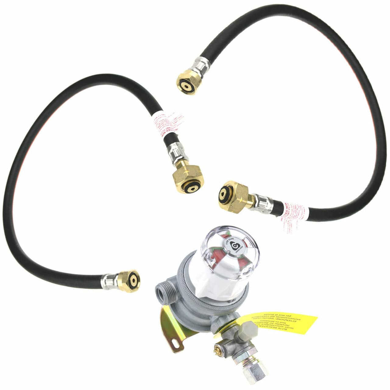 Kit de régulateur de gaz avec interrupteur automatique, 30 mbar, pour camping-car, comprend deux tresses