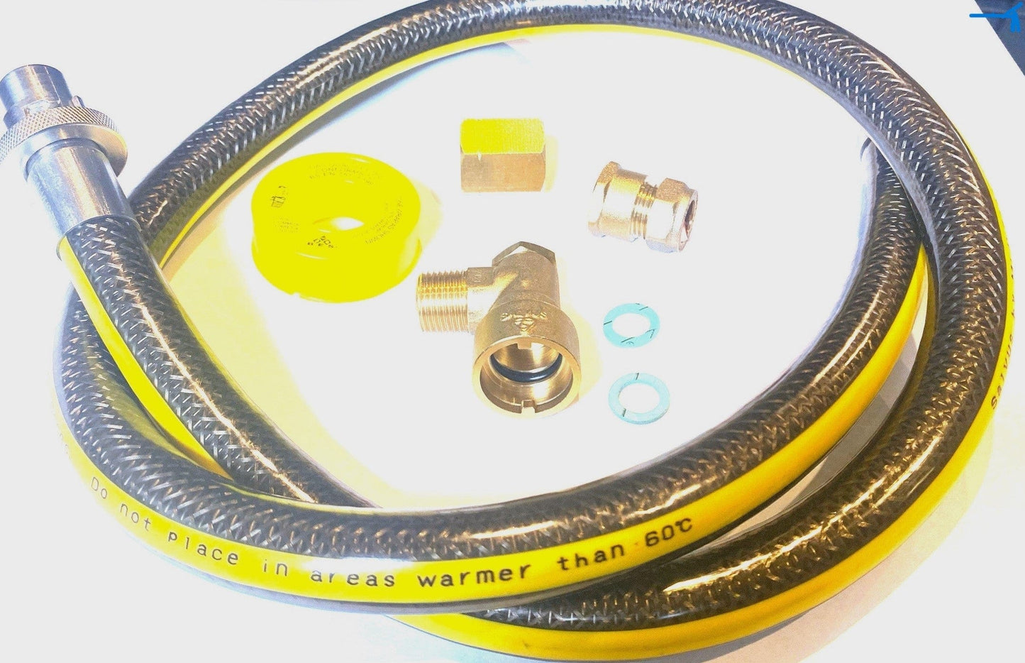Kit de instalación para cocina de gas Beko con manguera de bayoneta, adaptador de entrada, PTFE, compresión, bayoneta
