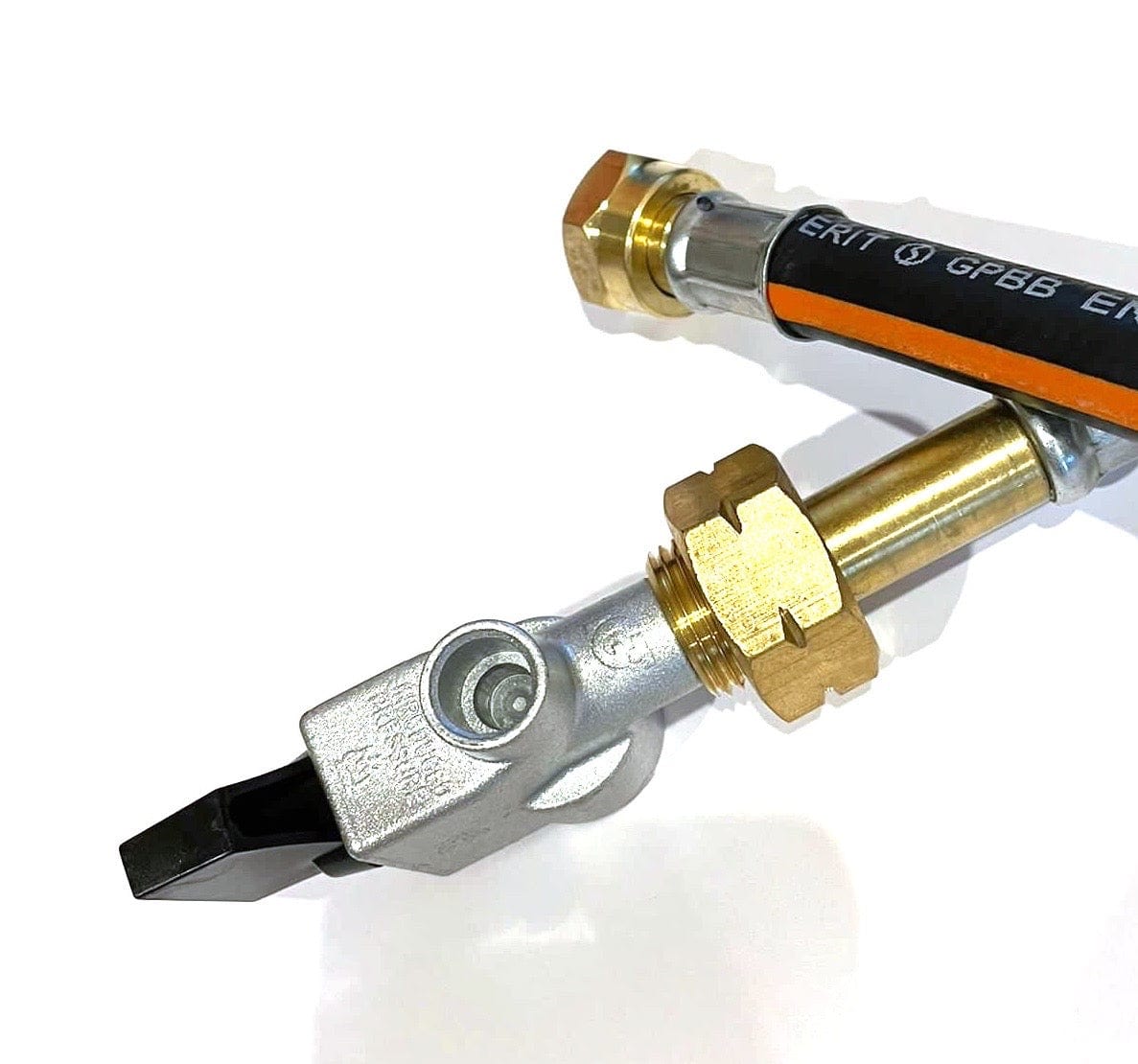 Caravana / Hogar - Adaptador de clip para butano de 21 mm con manguera de gas - 500 mm de longitud