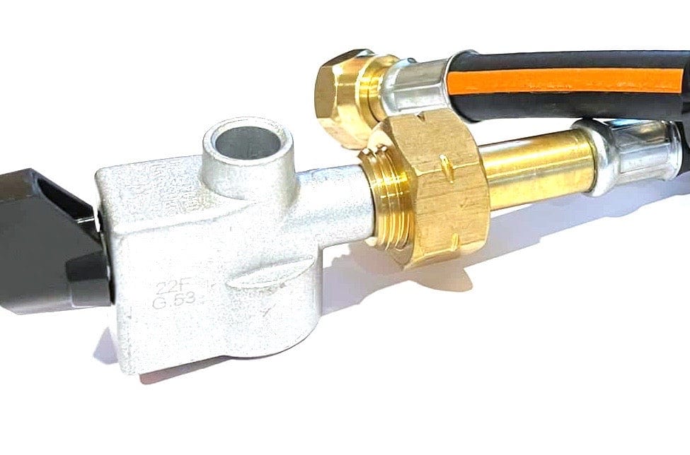 Caravana / Hogar - Adaptador de clip para butano de 21 mm con manguera de gas - 500 mm de longitud