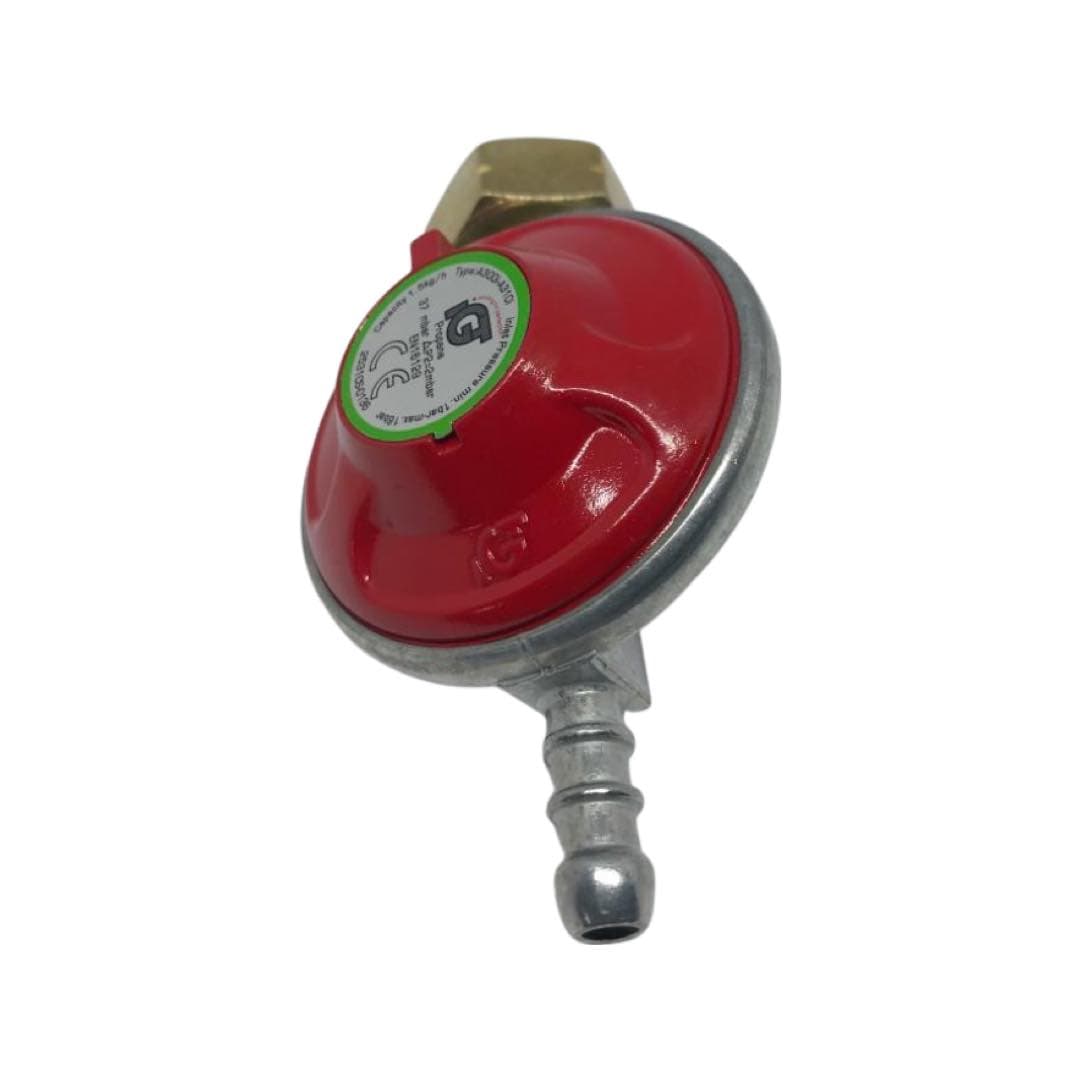 Irish Market 37mbar Stranded Propane Gas Regulator 21.8 LH ROI Nut To 8mm Includes Hose and 2 Clips