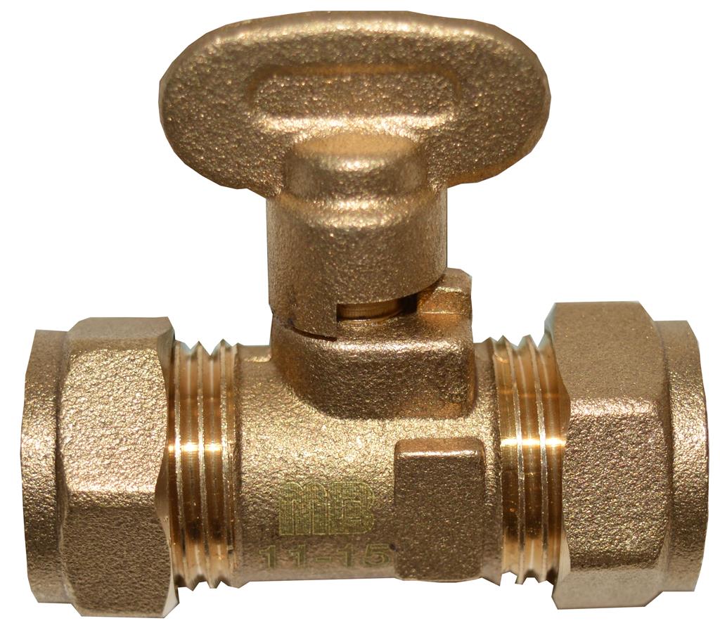 MidBrass Compression Gas Isolating Ball Valve 22mm